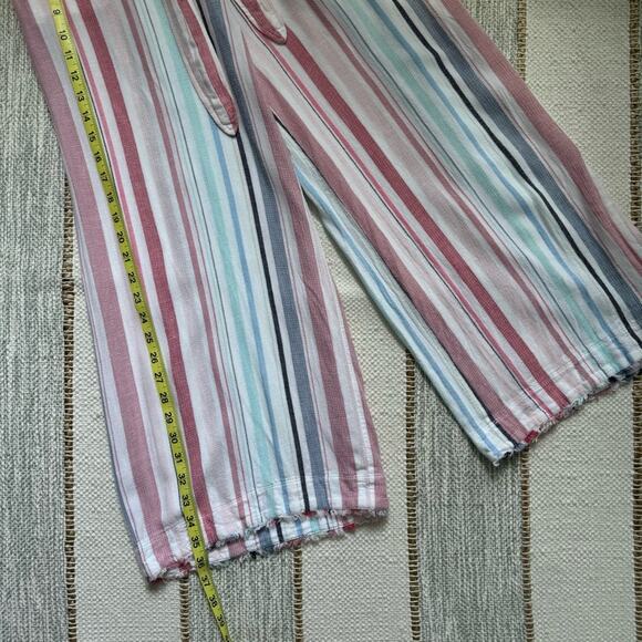Cloth & Stone by Anthropologie Rita White Blue Pink Wide Leg High Rise Pants M - Picture 4 of 9